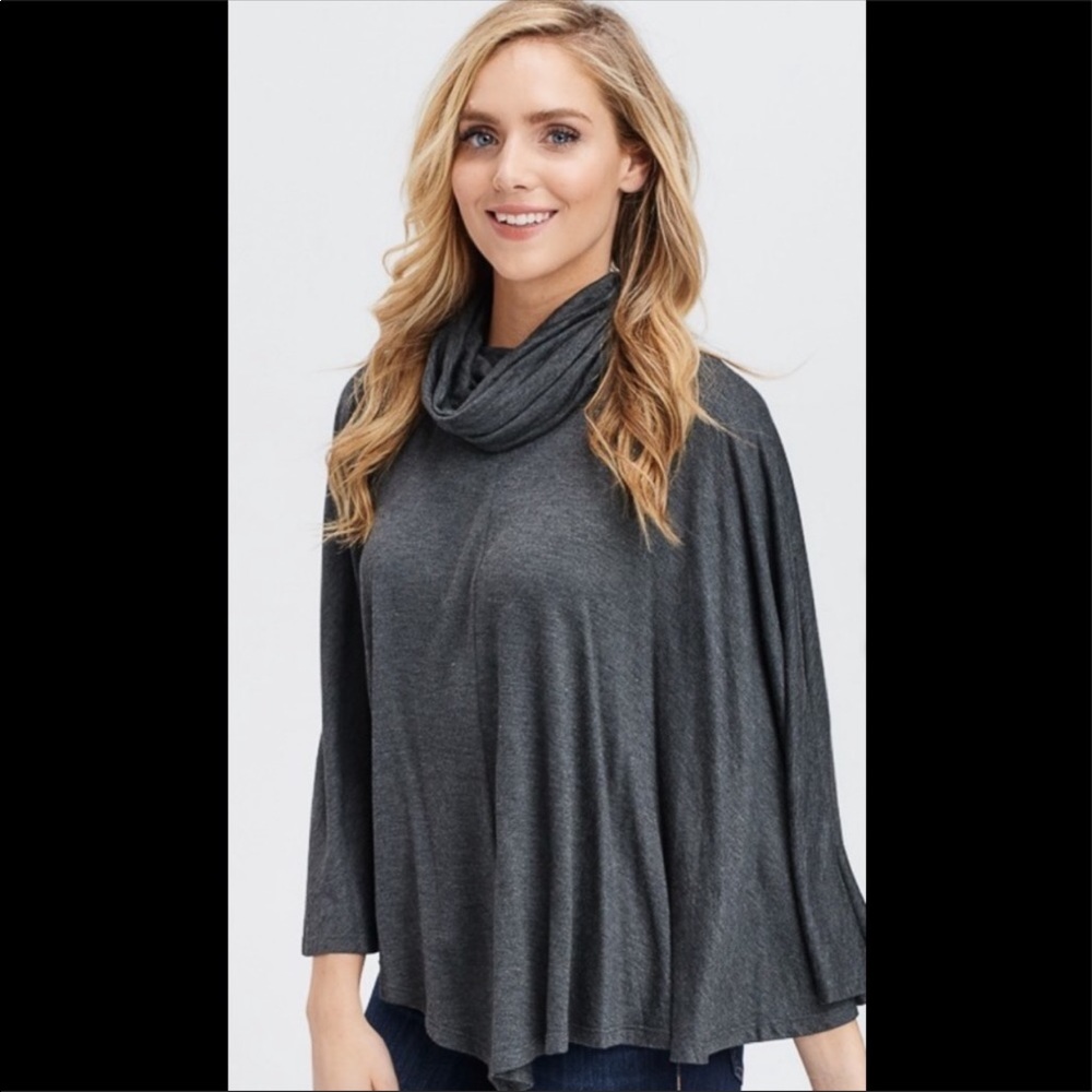 Turtleneck Cape/Poncho -Gray